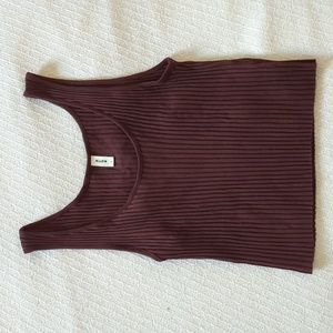 KOTN Rib Crop Tank in Cabernet